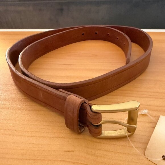 Vintage Liz Claiborne Brown Leather Belt Brass Buckle Size 1 Small Retro - Picture 2 of 7